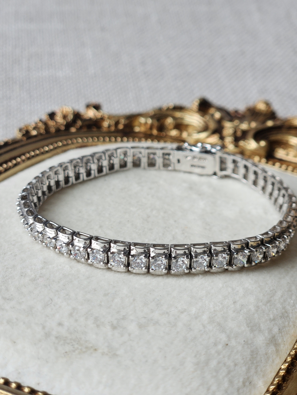 Artisan Vintage 925 Sterling Silver CZ Tennis Bracelet Simulated Diamond Size 7 - Picture 5 of 10